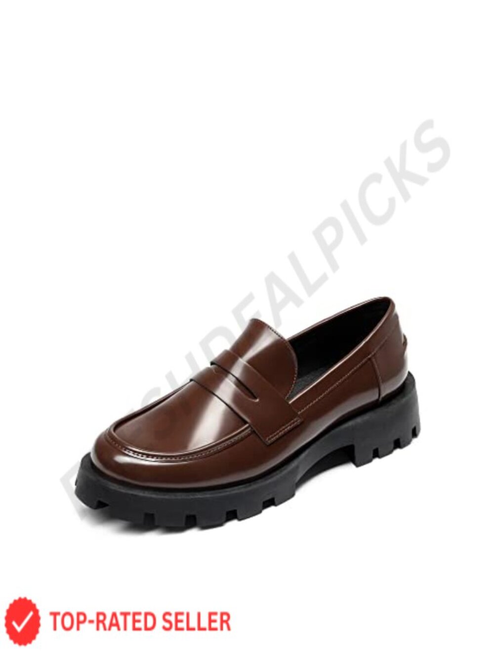 Women's Platform Loafers Chunky Lug Sole Slip-On Business Casual Shoes